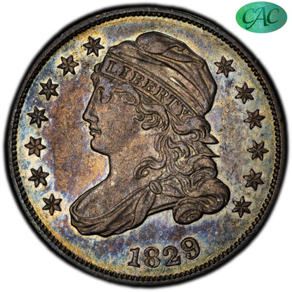 1829 10C SMALL 10C AU58 PCGS CAC 10C