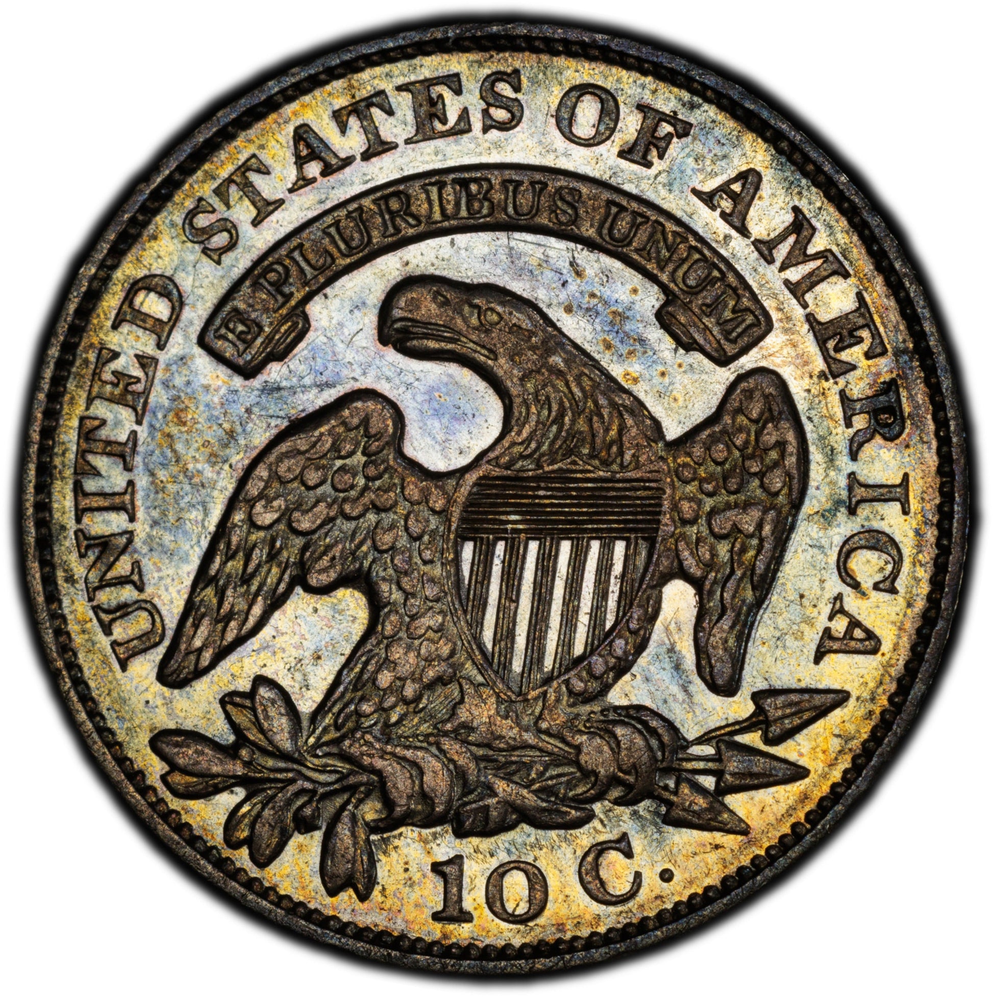 1829 10C SMALL 10C AU58 PCGS CAC 10C