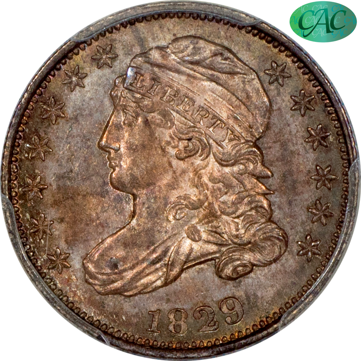 1829 Capped Bust Dime 10C SMALL 10C MS64 PCGS CAC EX DAVID J. DAVIS