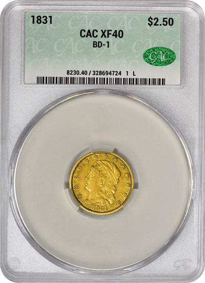 1831 $2.5 XF40 CACG HOLDER WITH CAC STICKER