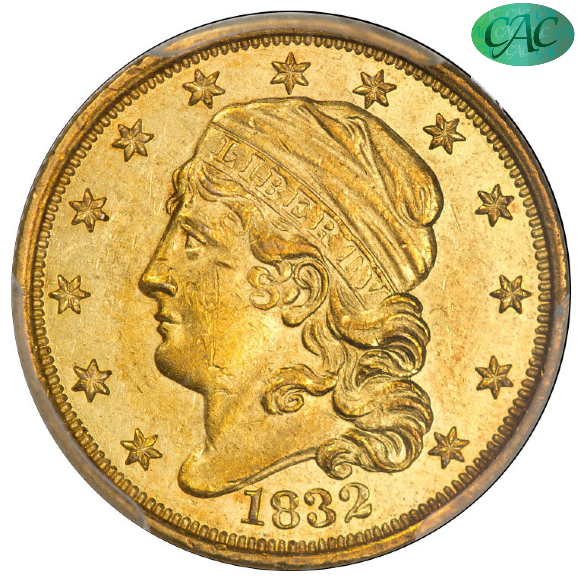 1832 $2.5 AU55 PCGS CAC $2.5