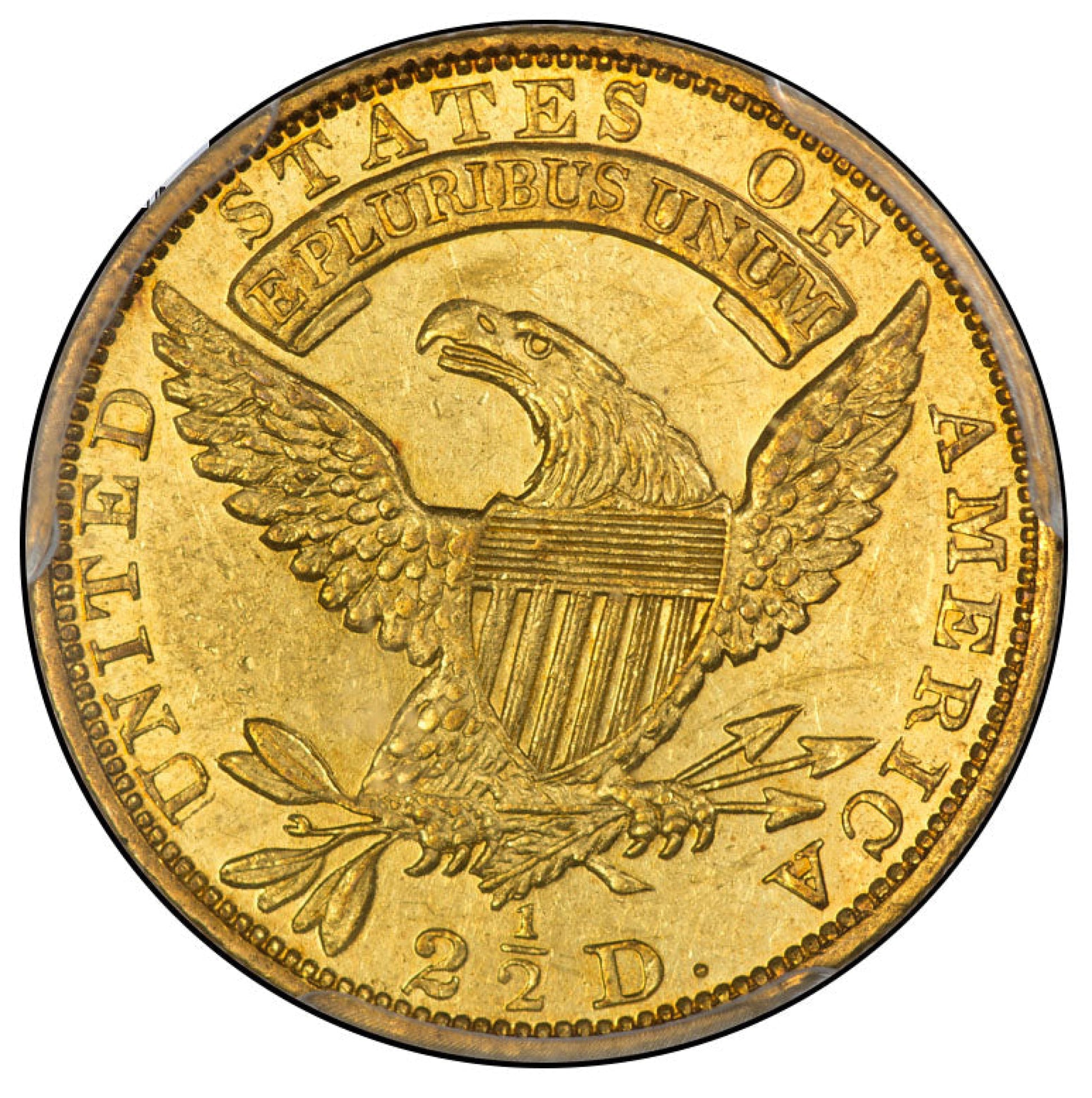 1832 $2.5 AU55 PCGS CAC $2.5