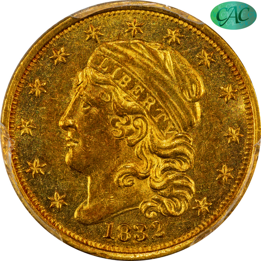 1832 $2.5 MS62 PCGS CAC $2.5