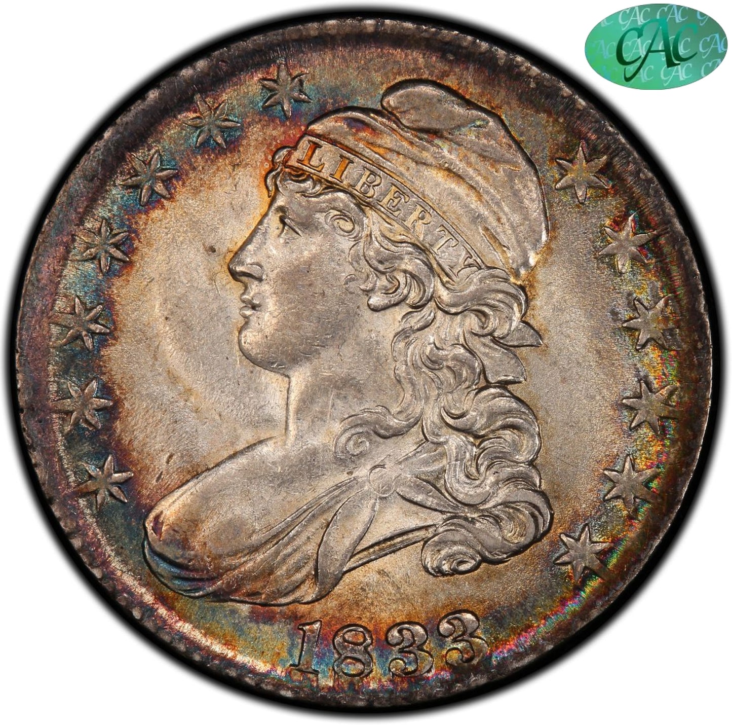 1833 50C AU58 PCGS CAC 50C
