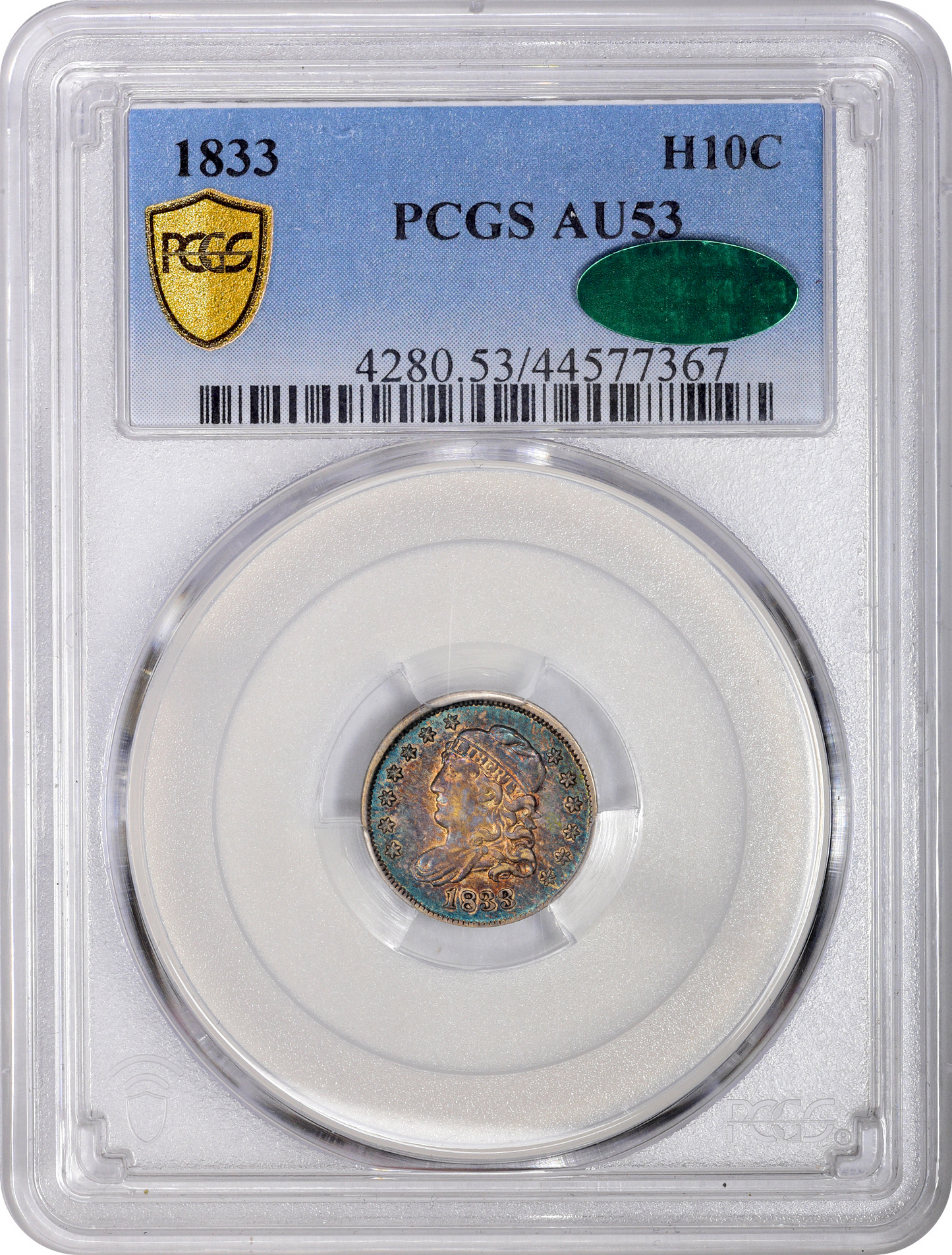 1833 H10C AU53 PCGS CAC HOLDER WITH CAC STICKER
