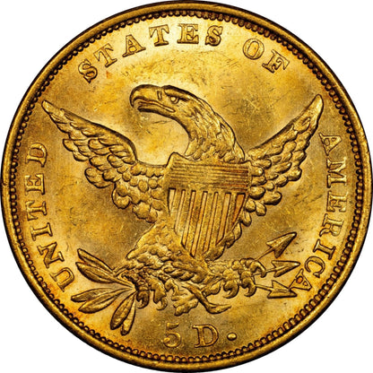 1834 $5 CLASSIC HEAD PLAIN 4 MS63 CACG $5