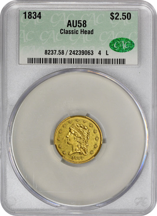 1834 $2.5 CLASSIC HEAD AU58 CACG