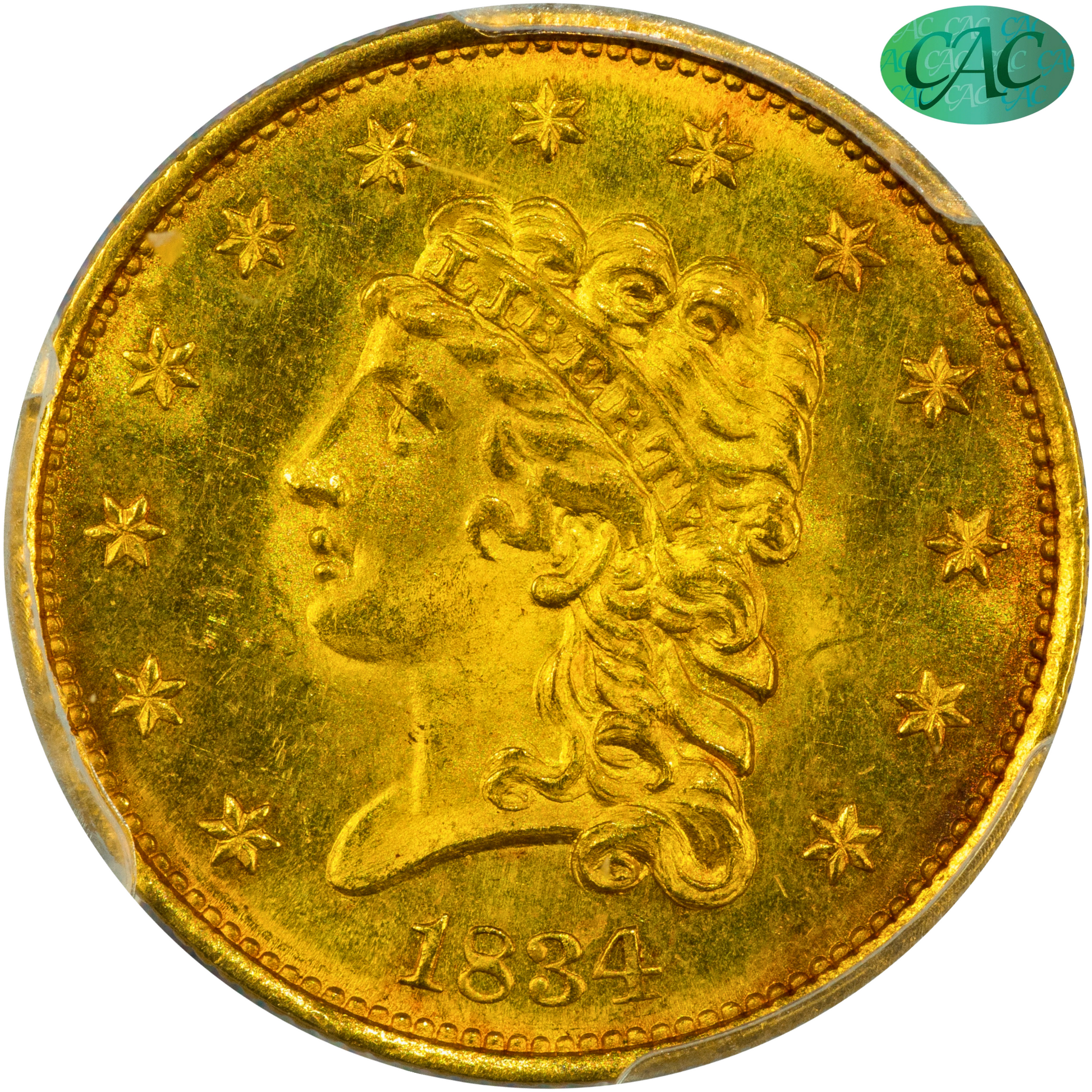 1834 $2.5 CLASSIC MS63 PCGS CAC $2.5