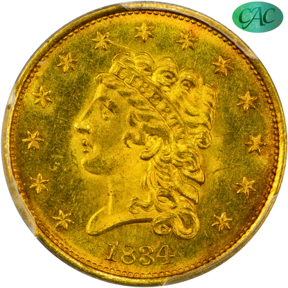 1834 $2.5 CLASSIC MS63 PCGS CAC $2.5