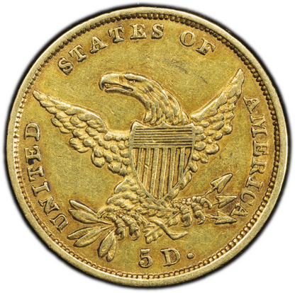 1834 $5 CLASSIC HEAD PLAIN 4 AU55 PCGS CAC $5