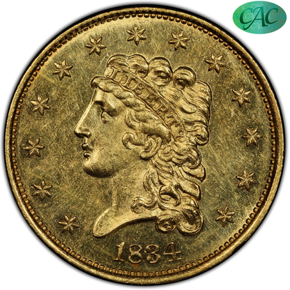 1834 Classic Head Half Eagle $2.5 MS63 PCGS CAC