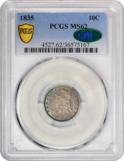 1835 10C MS62 PCGS CAC HOLDER WITH CAC STICKER
