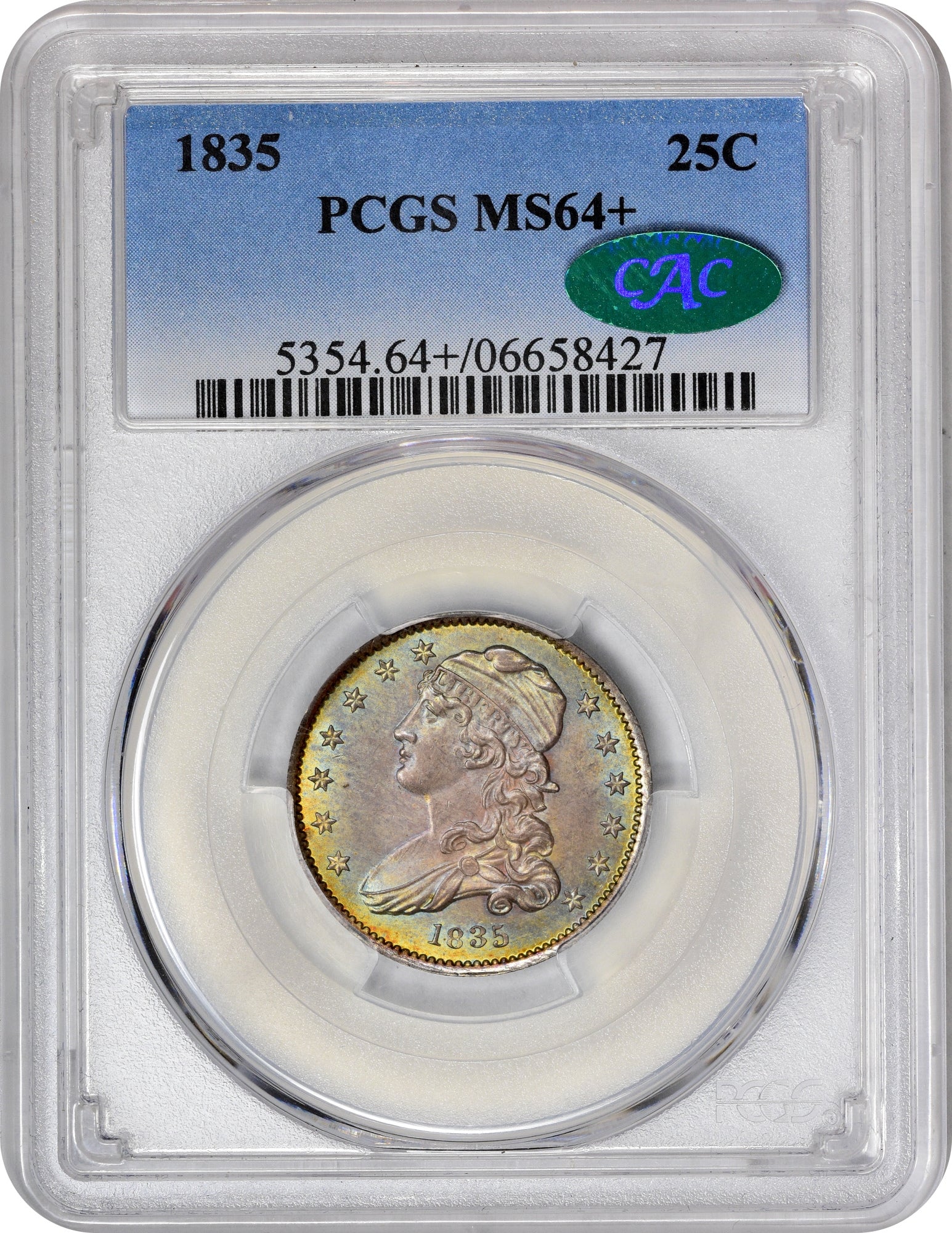 1835 25C Ms64 + Pcgs Cac