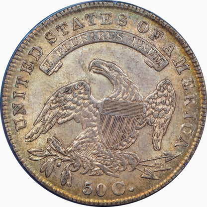 1835 50C AU55 OGH RATTLER PCGS CAC REVERSE