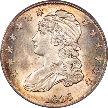 1836 Capped Bust Half Dollar 50C LETTERED EDGE MS62 OGH PCGS CAC