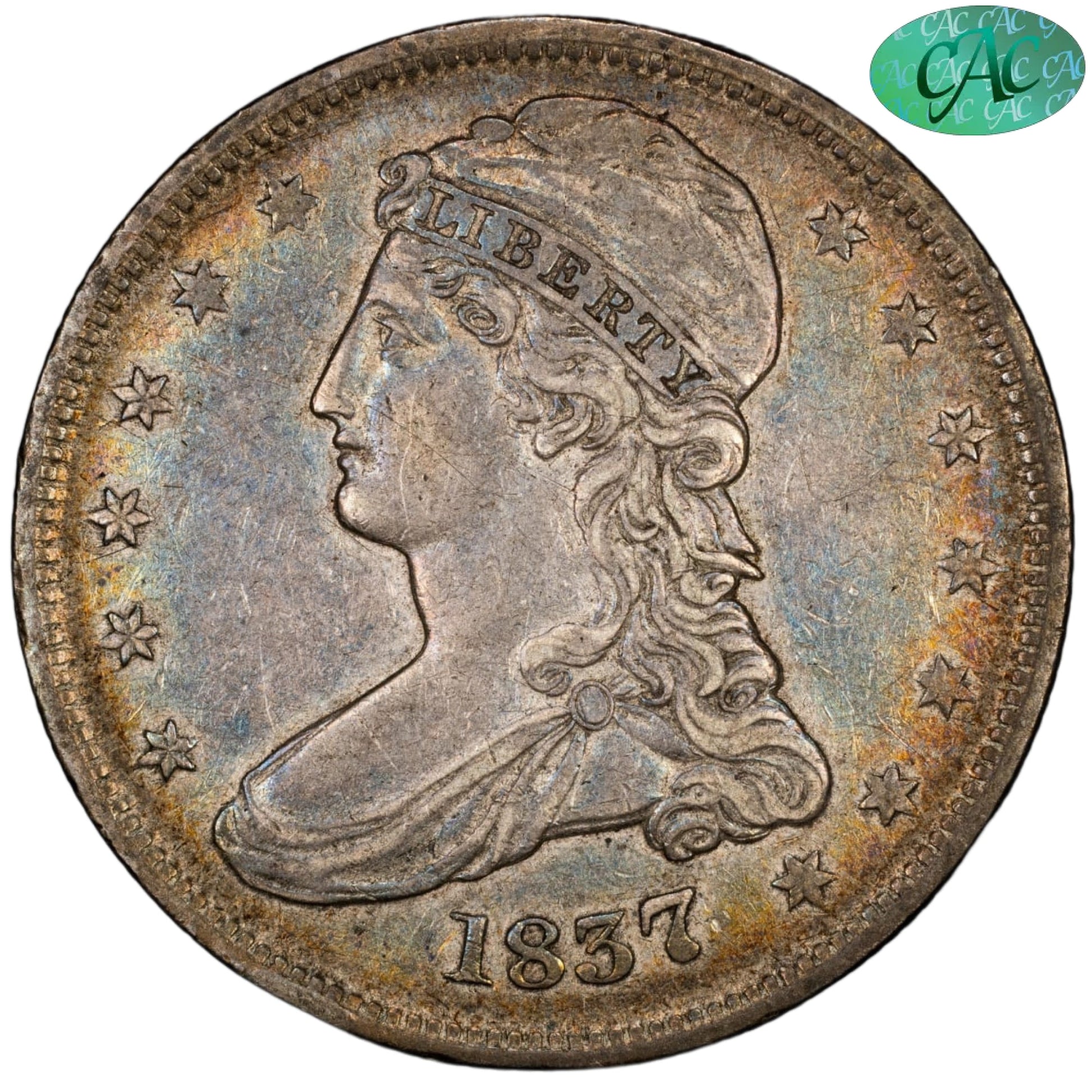 1837 50C Reeded Edge Xf45 Cacg