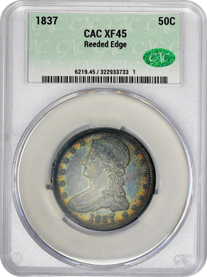 1837 50C Reeded Edge Xf45 Cacg