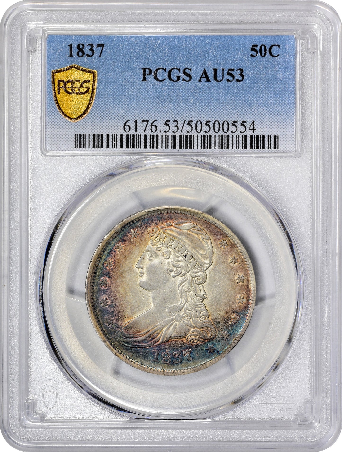 1837 50C REEDED EDGE AU53 PCGS