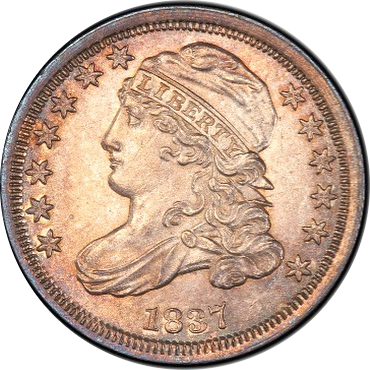 1837 10C MS62+ PCGS CAC