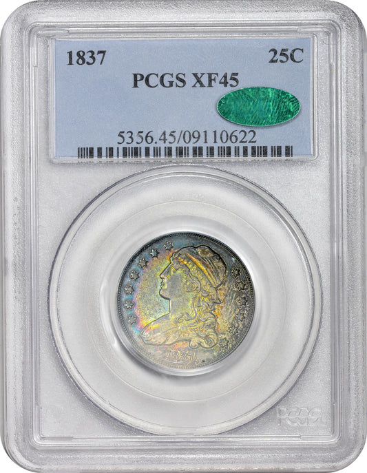 1837 25C XF45 PCGS CAC HOLDER WITH CAC STICKER