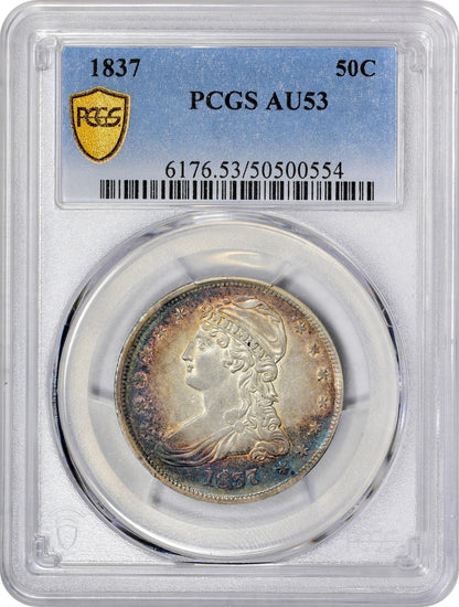 1837 50C REEDED EDGE AU53 PCGS HOLDER