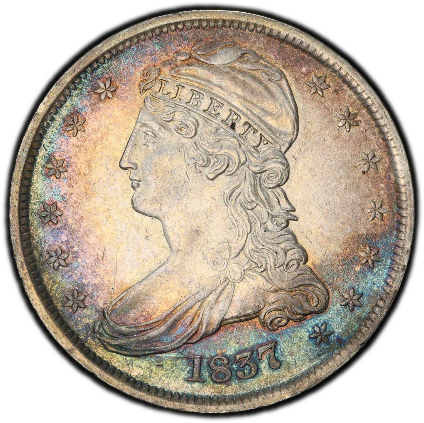 1837 50C REEDED EDGE AU53 PCGS