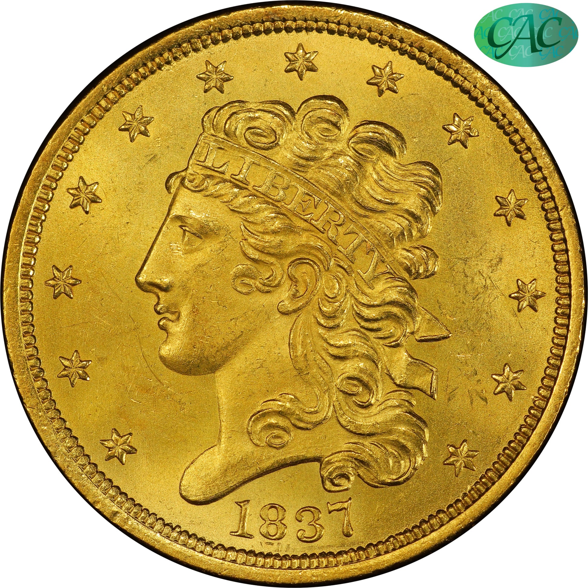 1837 $5 MS64+ PCGS CAC $5