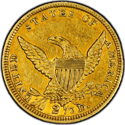 1838-C $2.5 AU58 PCGS CAC $2.5