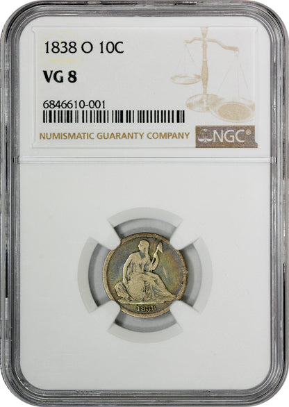1838-O 10C VG08 NGC HOLDER