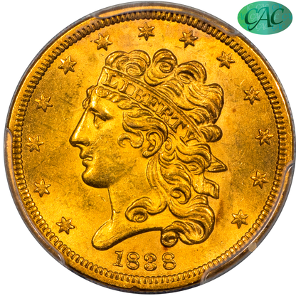 1838 $5 MS63 PCGS CAC