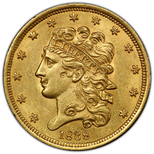 1838 Classic Head Half Eagle $5 MS61 PCGS CAC