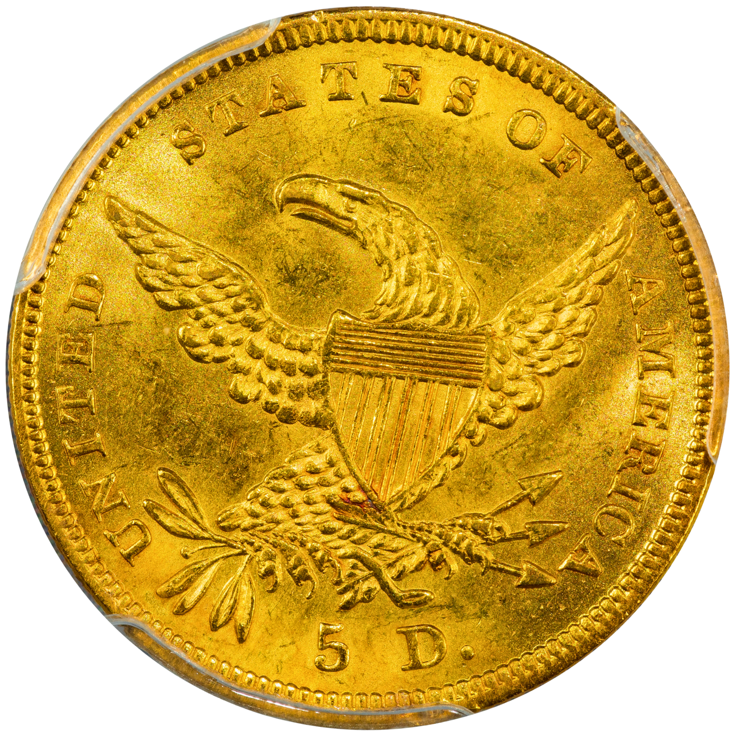 1838 $5 MS63 PCGS CAC REVERSE