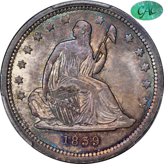 1839 25C No Drapery Ms64 + Pcgs Cac