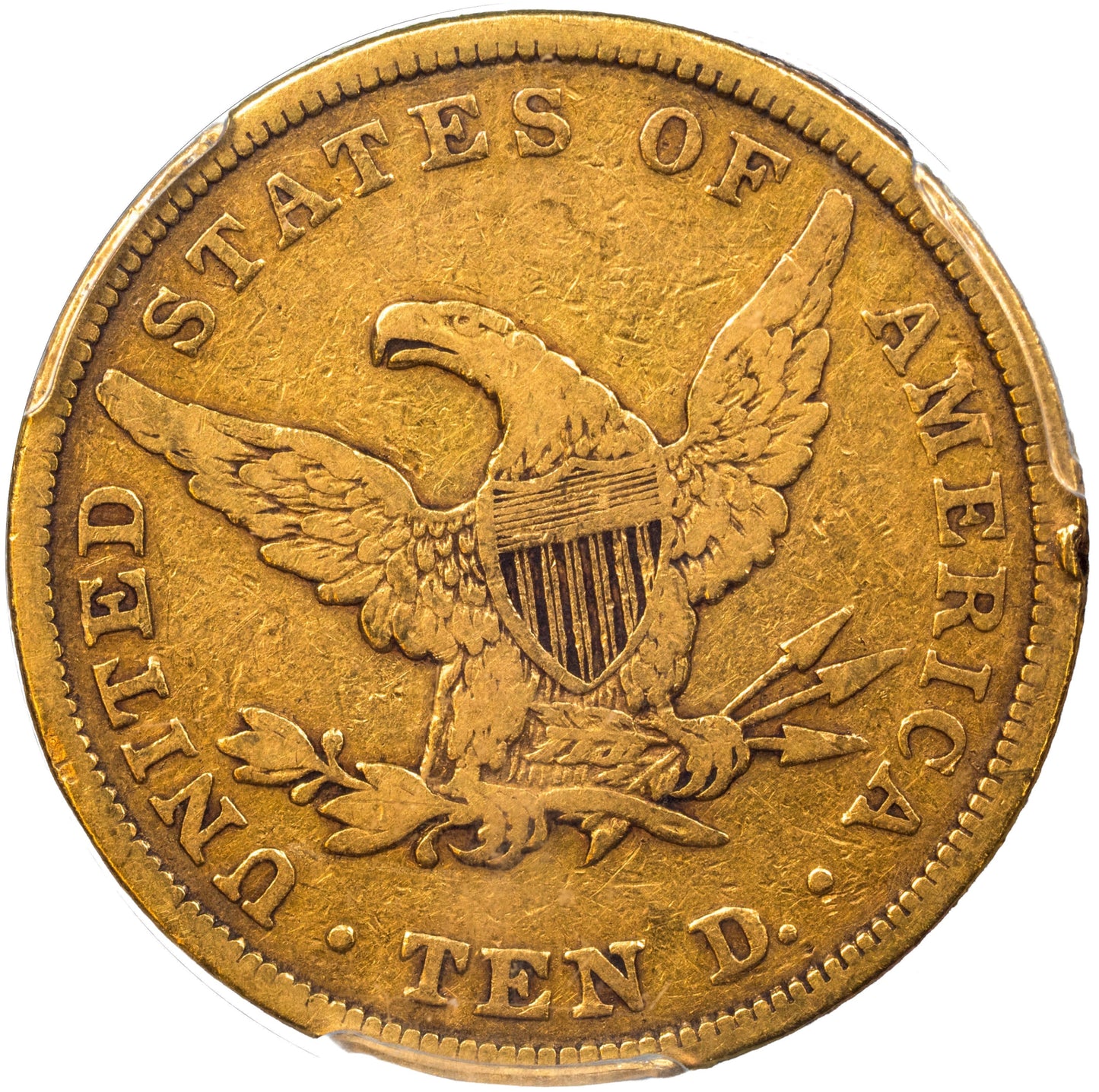 1839/8 $10 TYPE OF 1838 F15 PCGS CAC $10