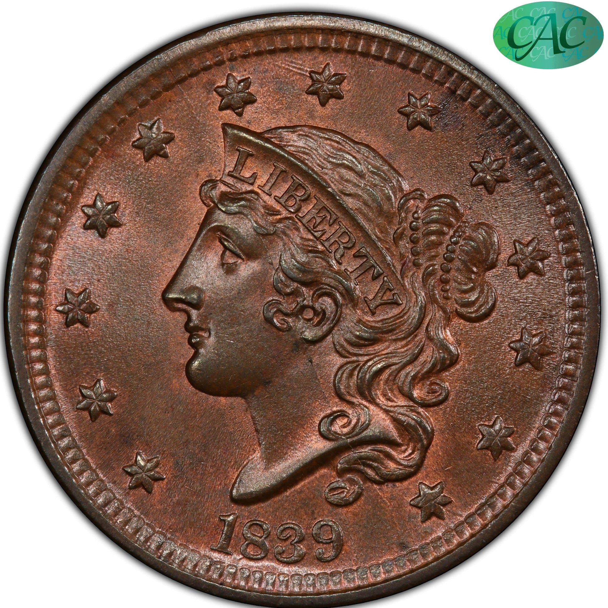 1839 1C SILLY HEAD MS66 BN PCGS CAC – Paradime Coins