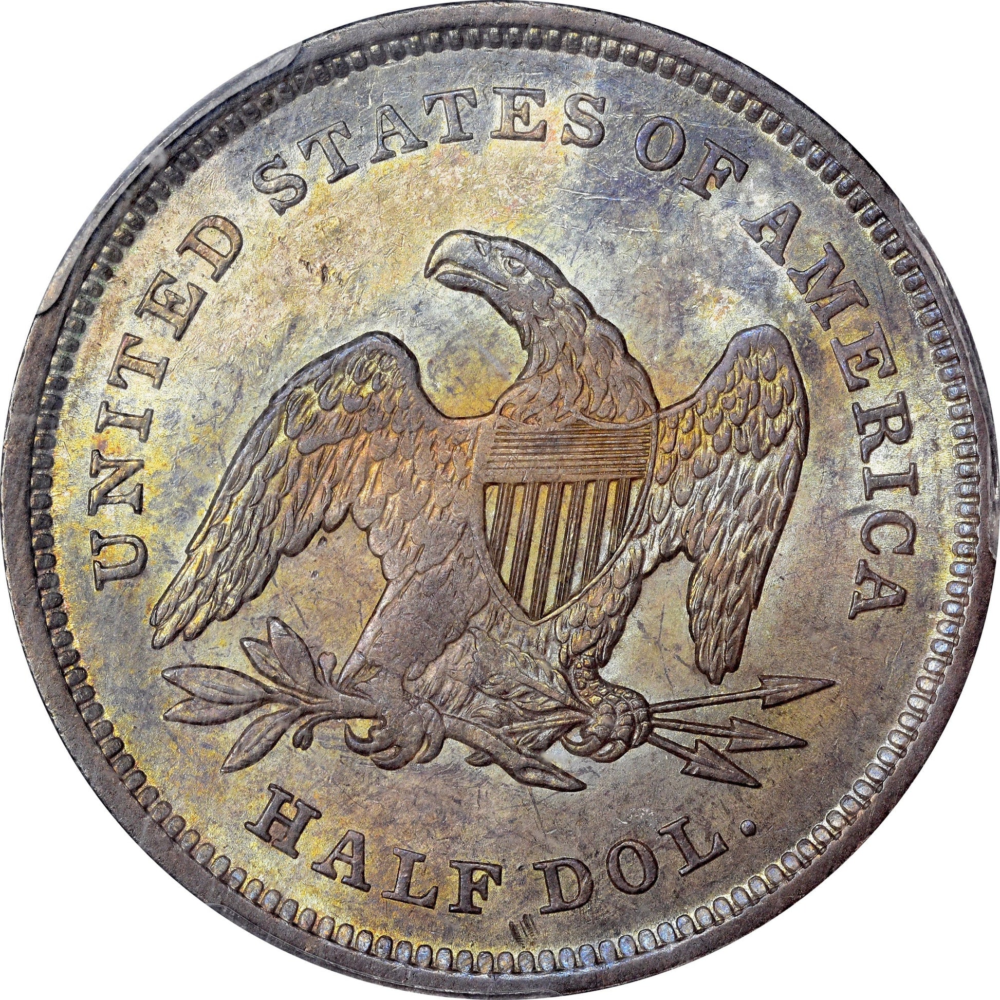 1839 50C NO DRAPERY MS63+ PCGS GOLD CAC