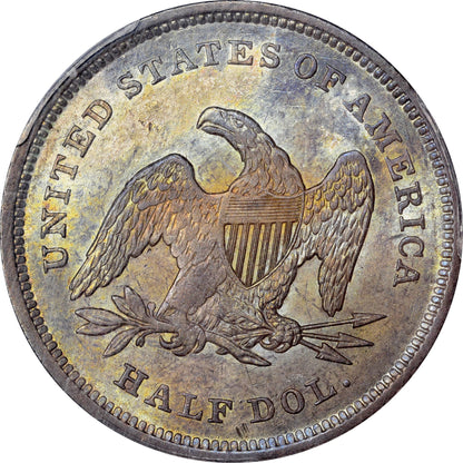 1839 50C NO DRAPERY MS63+ PCGS GOLD CAC