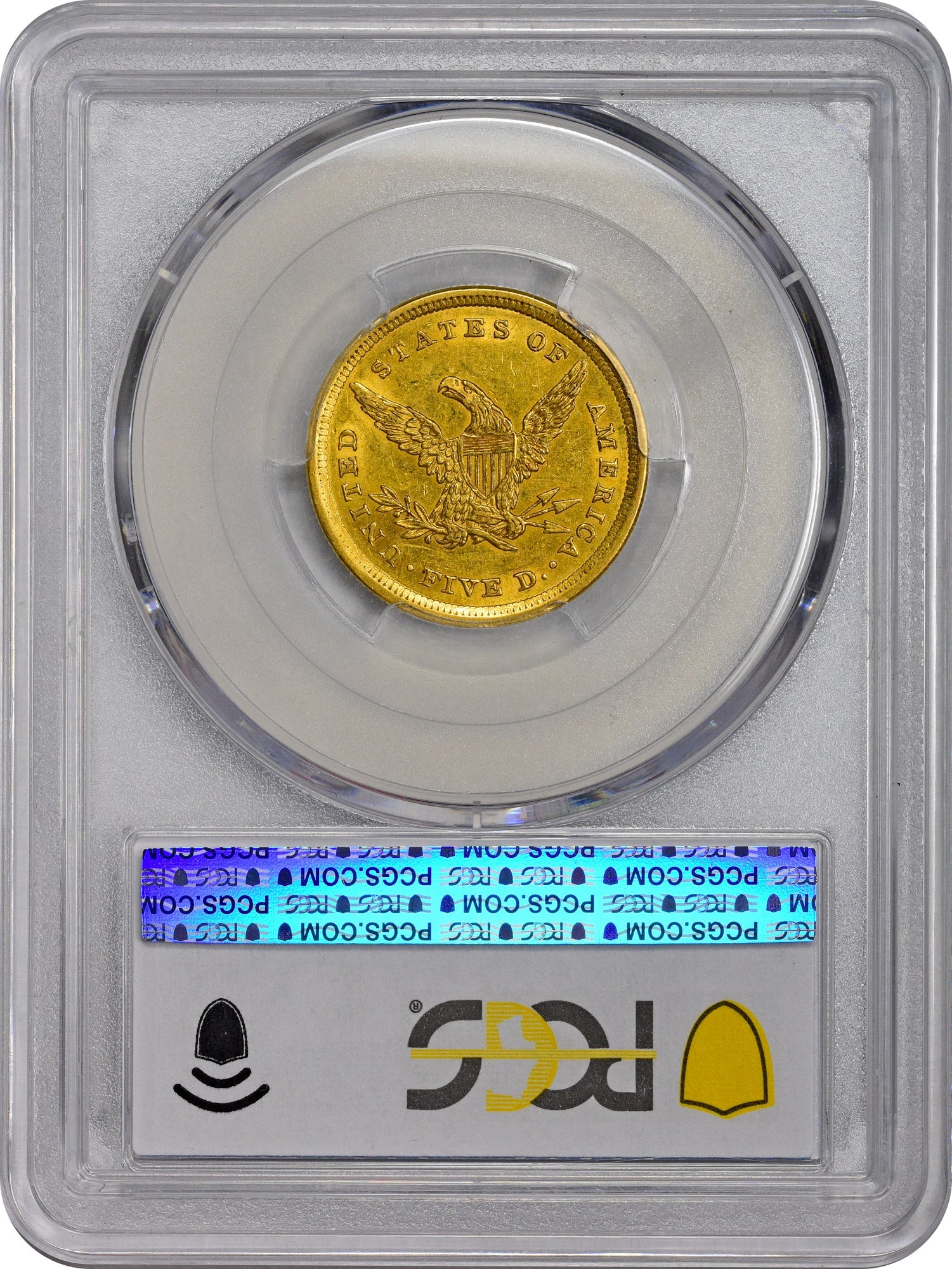 1839 $5 AU58 PCGS CAC REVERSE HOLDER