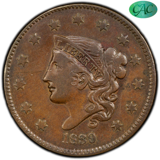1839/6 1C VF35 PCGS CAC