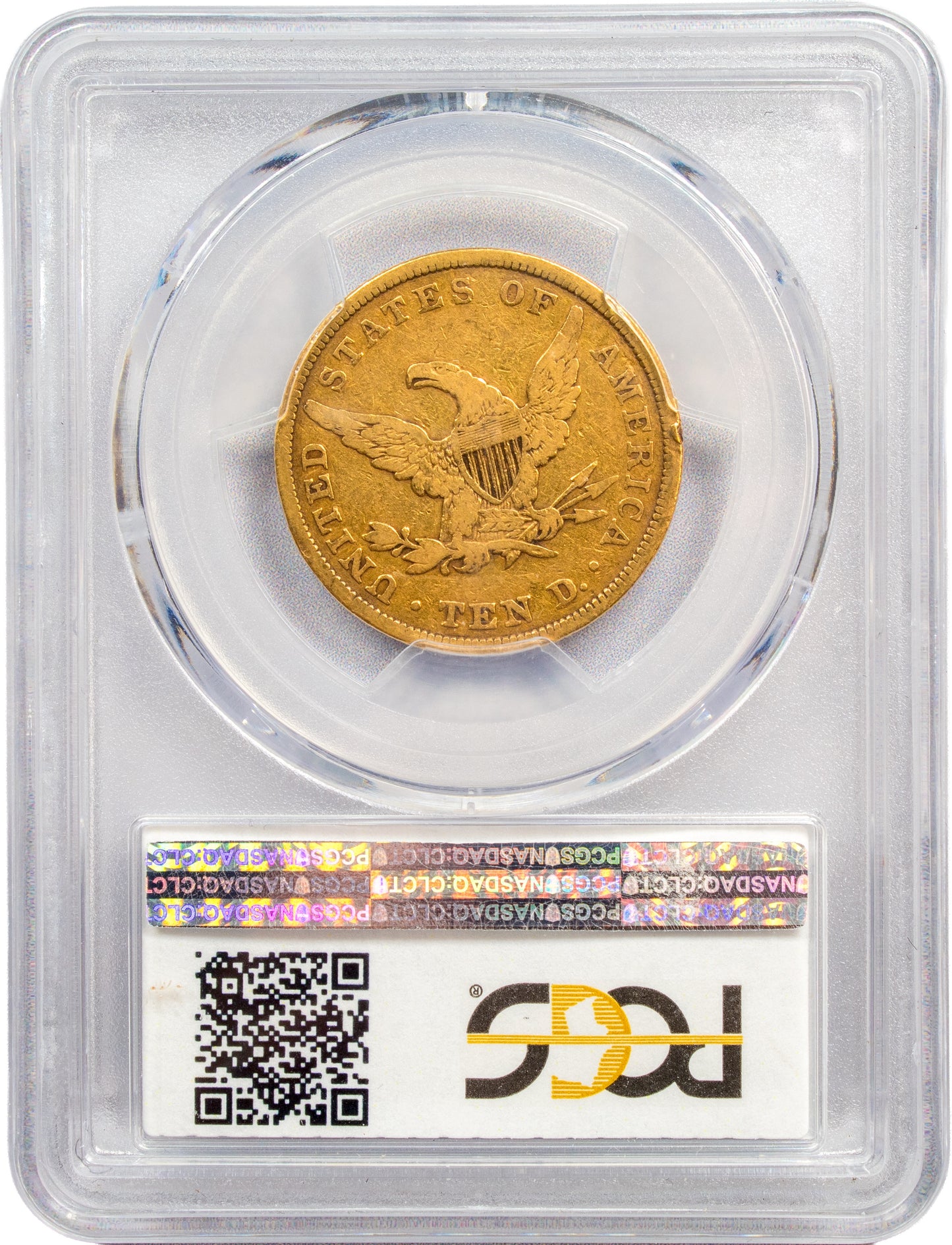 1839/8 $10 TYPE OF 1838 F15 PCGS CAC