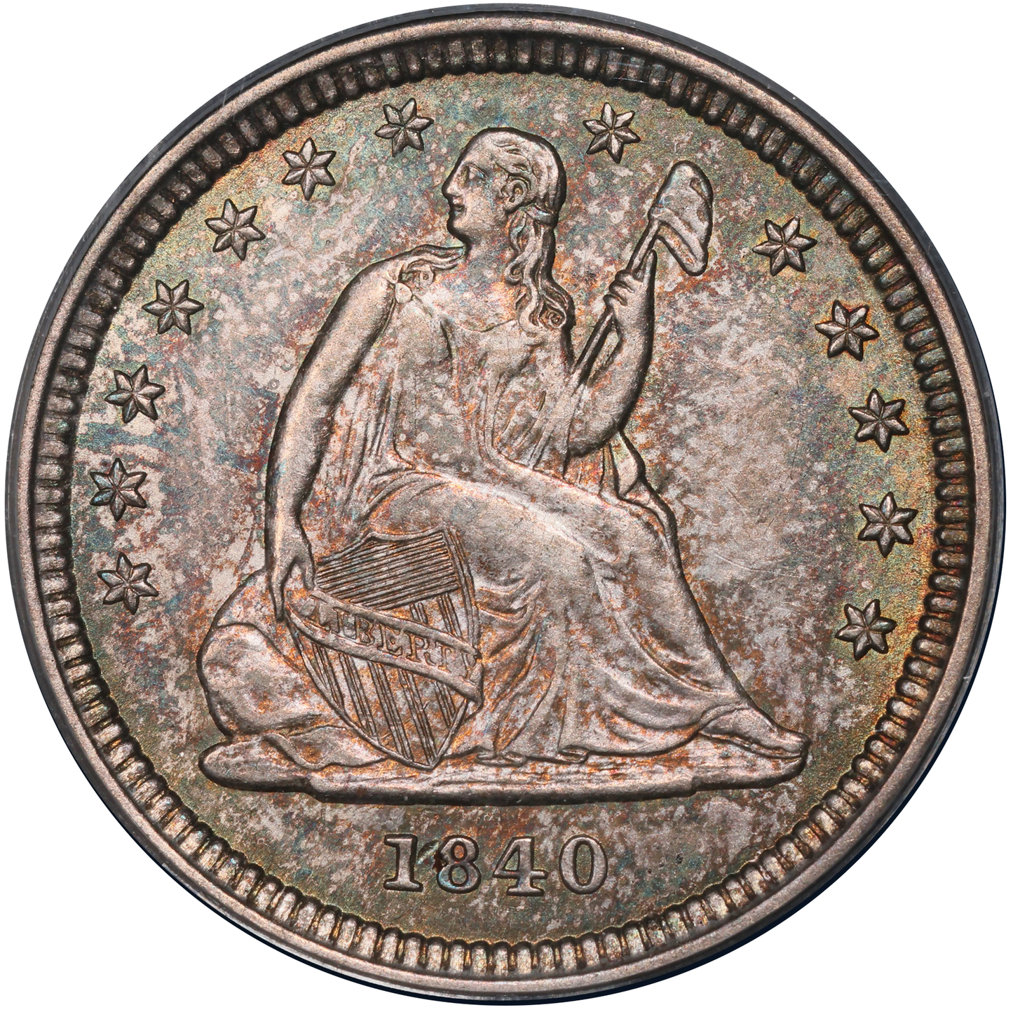 1840-O 25C DRAPERY AU55 PCGS GOLD CAC