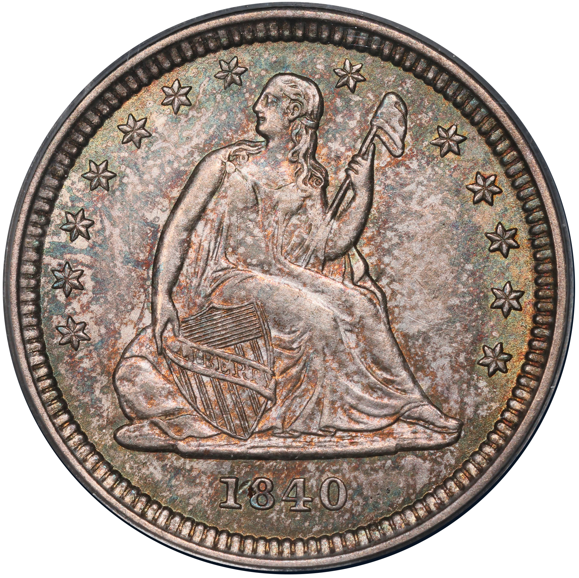 1840-O 25C DRAPERY AU55 PCGS GOLD CAC