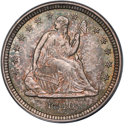 1840-O 25C DRAPERY AU55 PCGS GOLD CAC