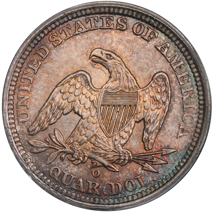 1840-O 25C DRAPERY AU55 PCGS GOLD CAC REVERSE