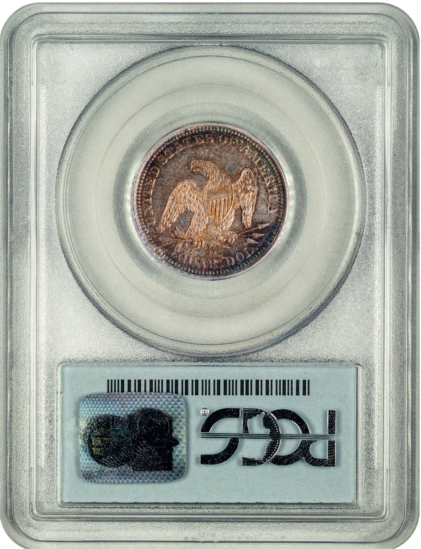 1840-O 25C DRAPERY AU55 PCGS GOLD CAC REVERSE HOLDER