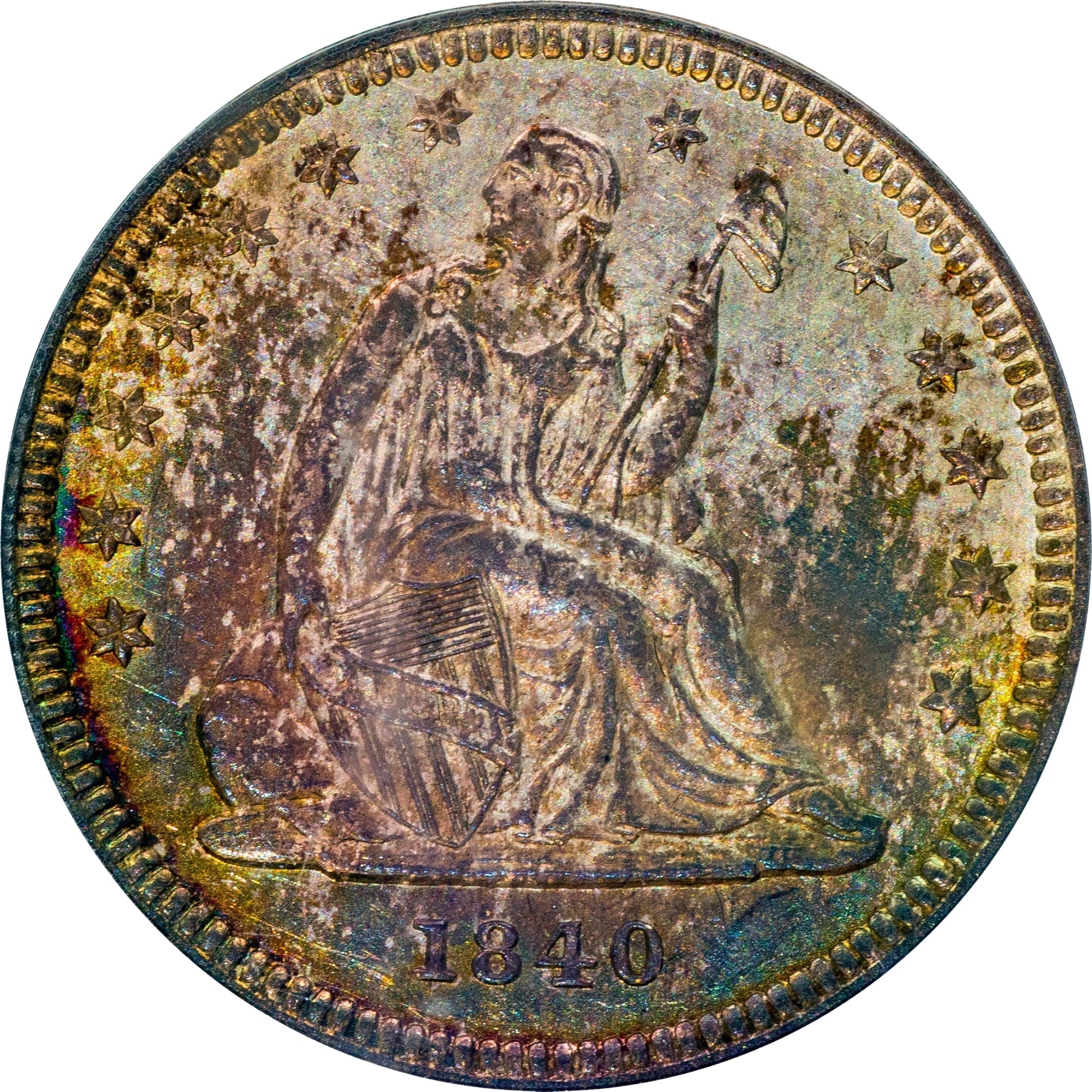 1840 25C DRAPERY MS63 OGH PCGS GOLD CAC