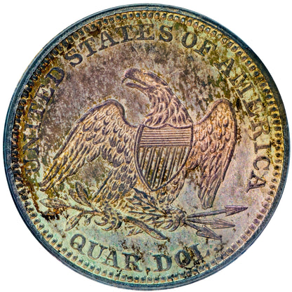 1840 25C DRAPERY MS63 OGH PCGS GOLD CAC REVERSE