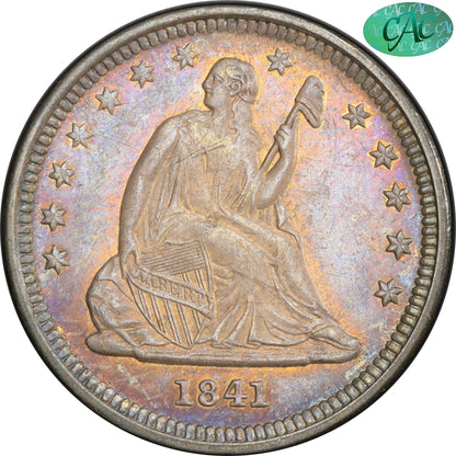 1841-O 25C Ms62 Pcgs Cac