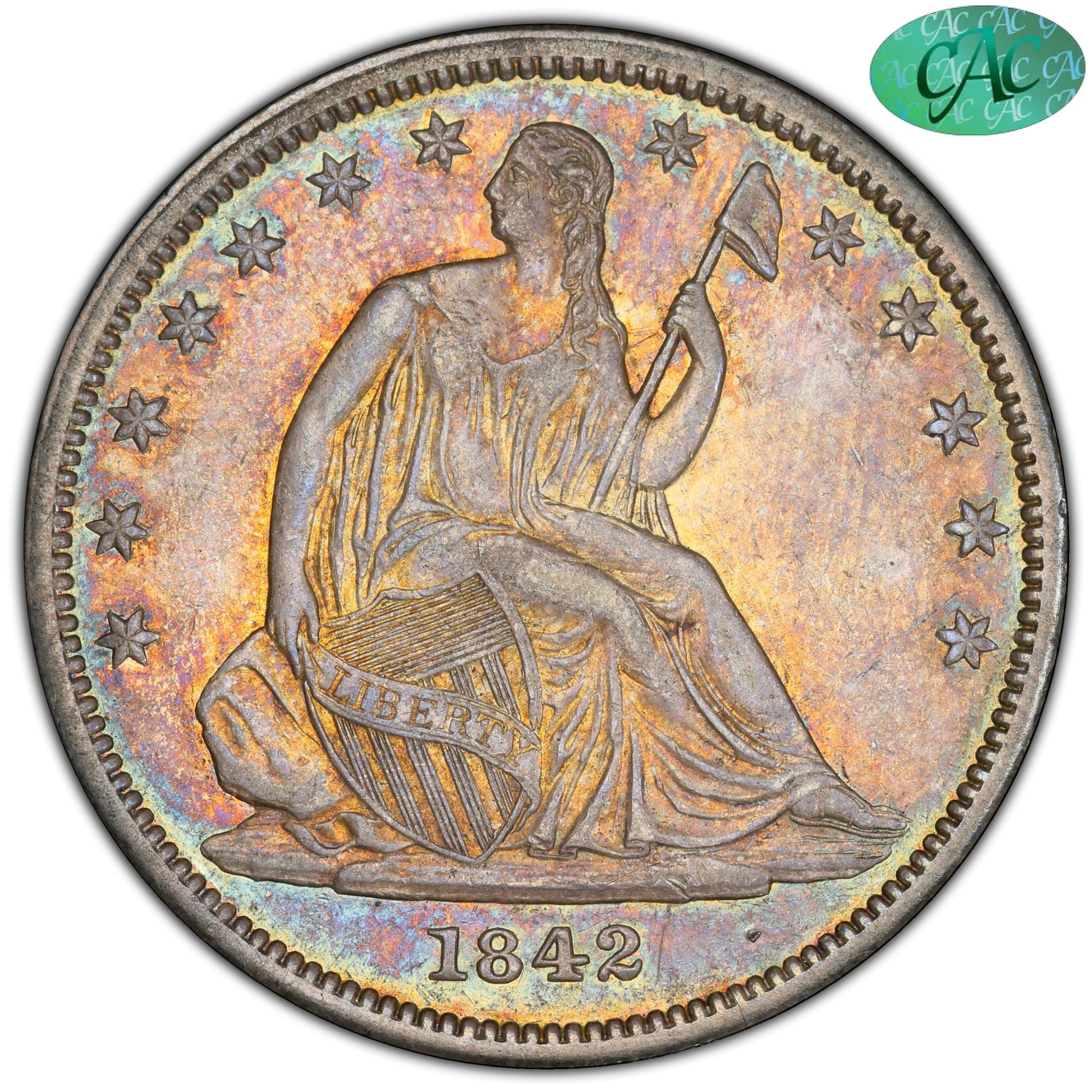 1842 50C Small Date Au53 Pcgs Cac