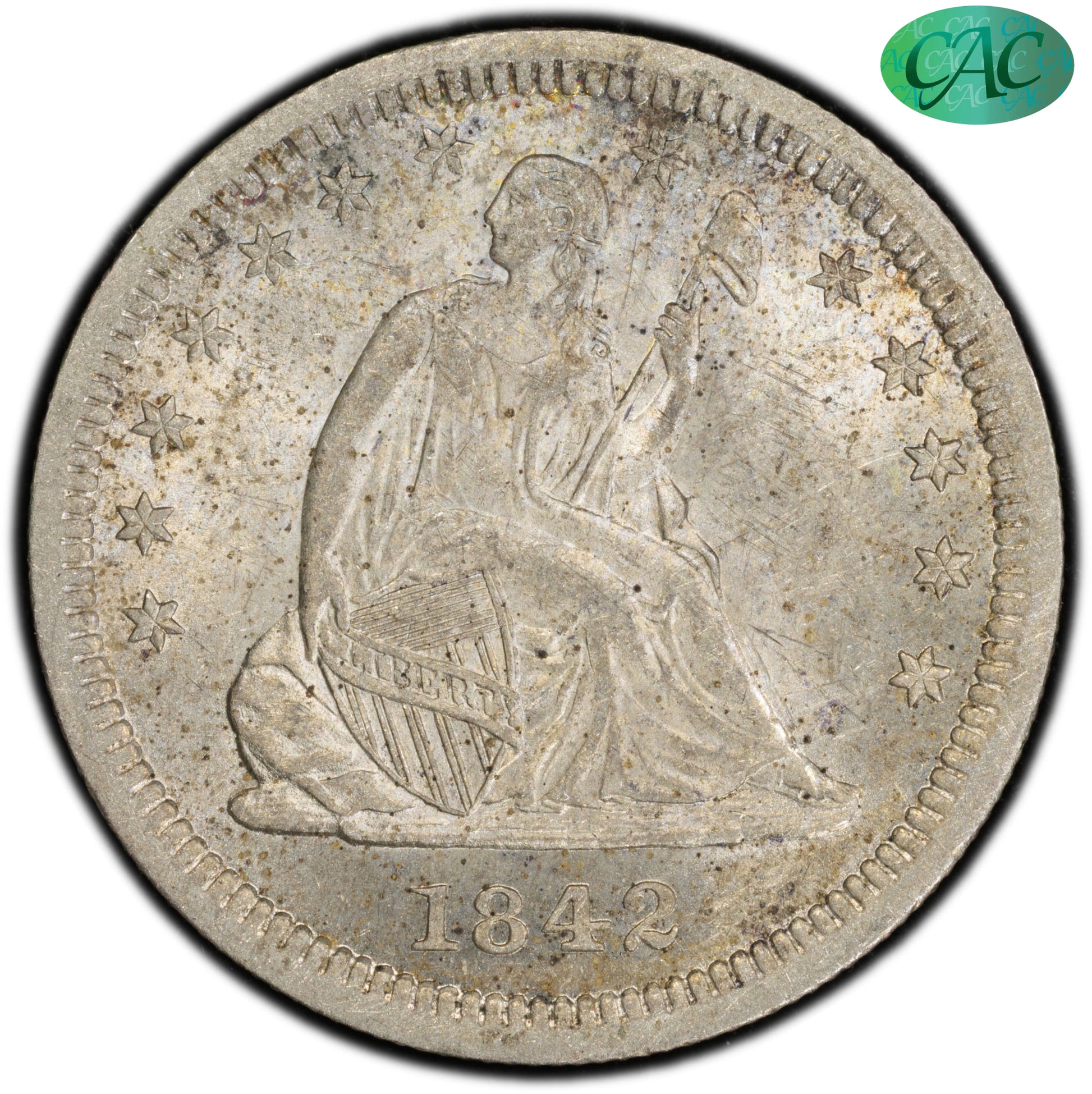 1842-O 25C LARGE DATE MS61 PCGS CAC 25C